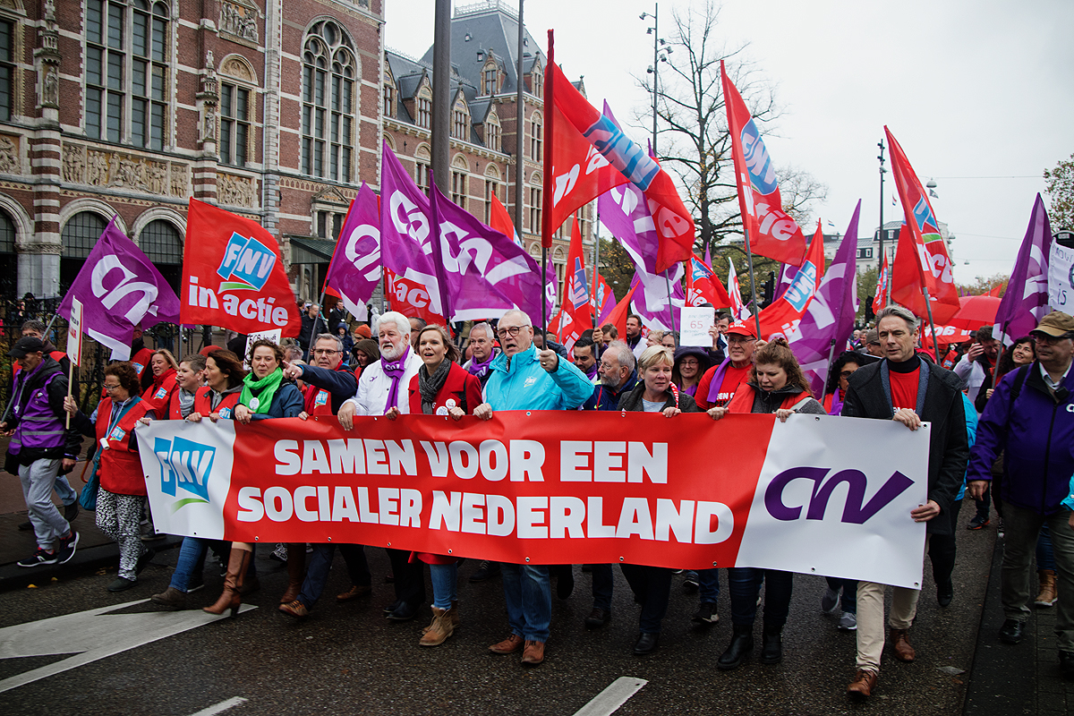 Fotoverslag FNV/CNV demonstratie Amsterdam SP Zaanstreek